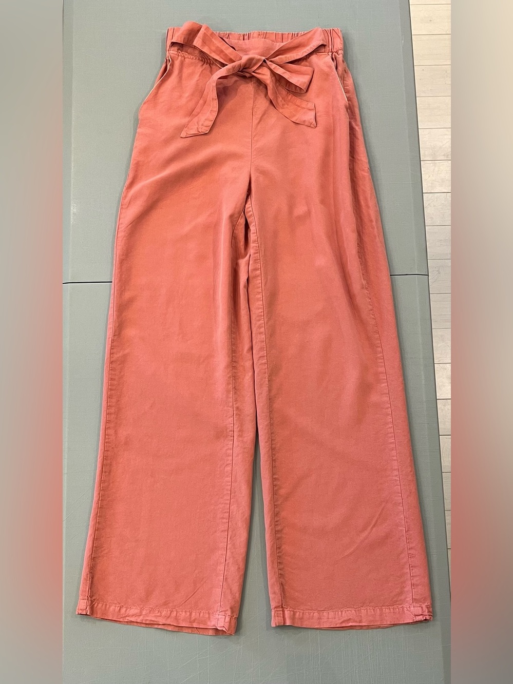 Thread & Supply Flint Stone Coral Lightweight Flowy Bow Tie Pants 100% Tencel